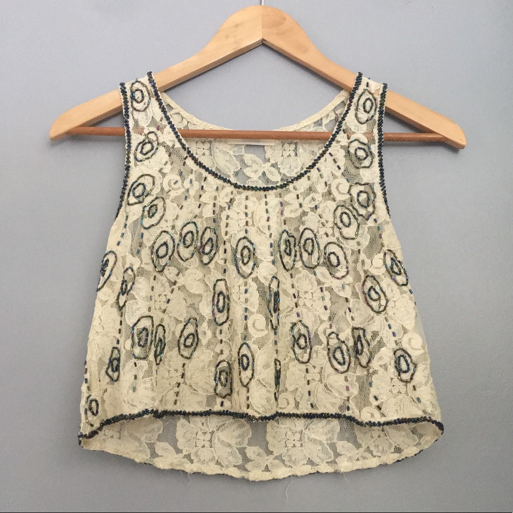 LF | Lace and Beaded Millau Crop Top